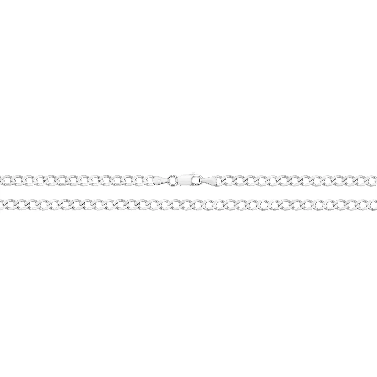 9CT WHITE GOLD FLAT CURB BEVELLED CHAIN