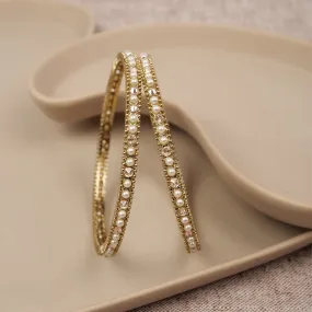 Aahna Antique Gold Bangles in Pearl