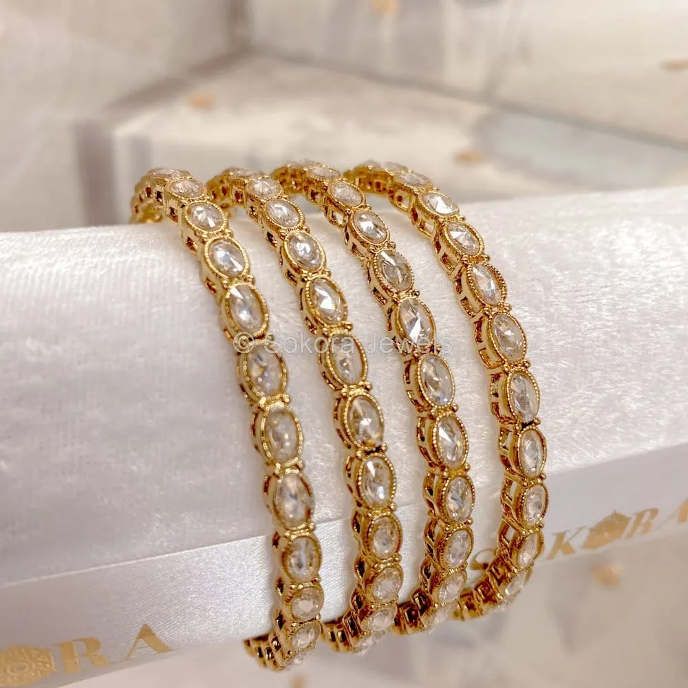 Anika Oval Crystal Bangles - Clear