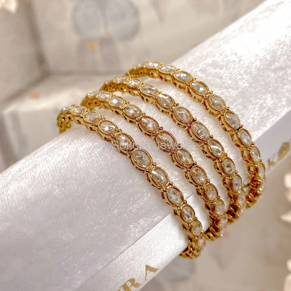 Anika Oval Crystal Bangles - Clear