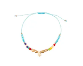 Anklet - Blue String Anklet Seashell Charm