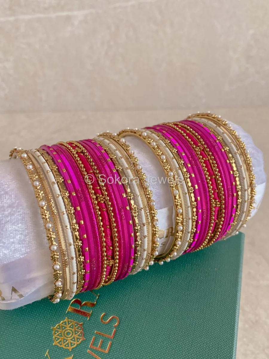 Bangles & Jhumka set - Hot Pink