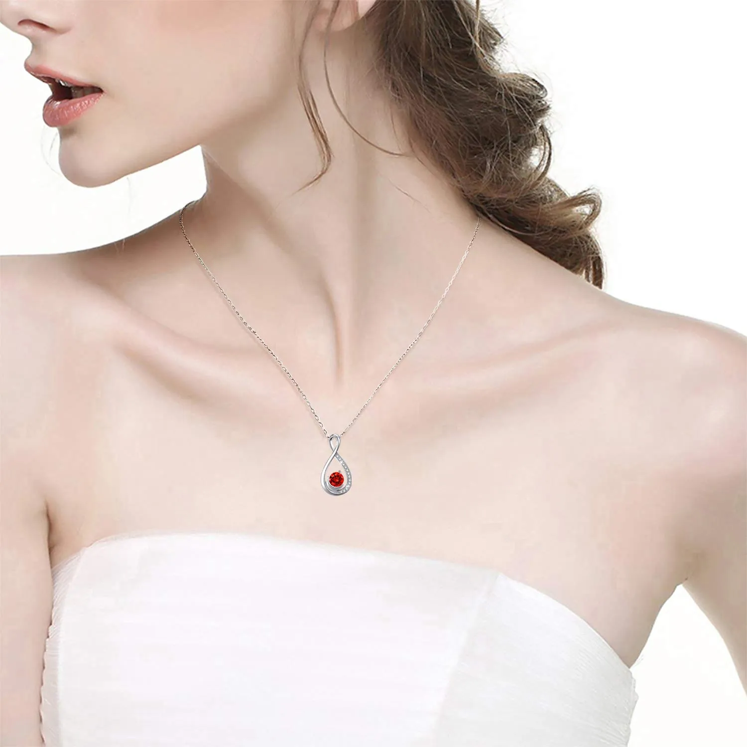 Birthday Gifts for Wife July Birthstone Jewelry for Mom Ruby Necklace Women Sterling Silver Endless Love Infinity Jewelry Endless Love Infinity Red Ruby Necklace