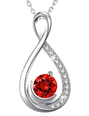 Birthday Gifts for Wife July Birthstone Jewelry for Mom Ruby Necklace Women Sterling Silver Endless Love Infinity Jewelry Endless Love Infinity Red Ruby Necklace