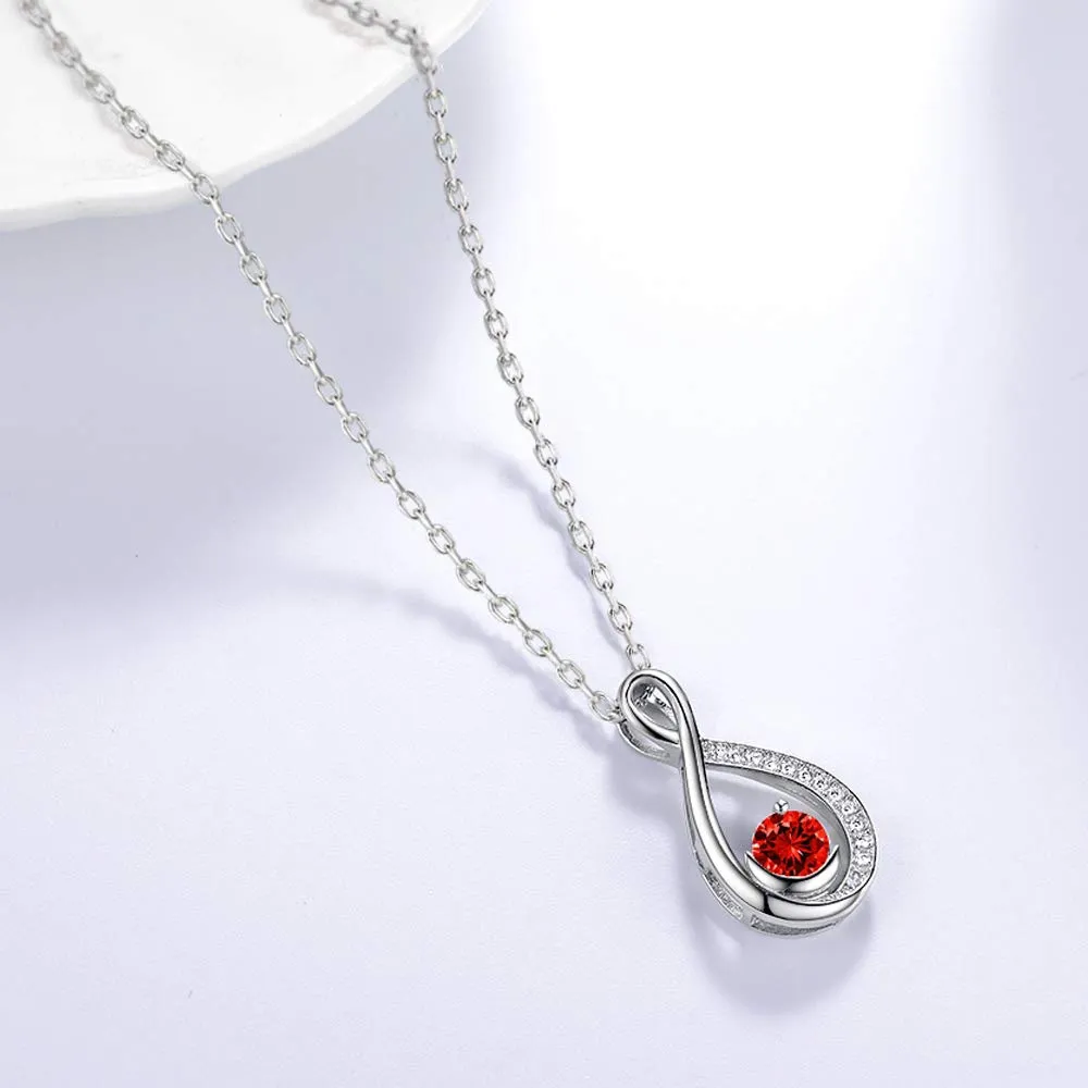 Birthday Gifts for Wife July Birthstone Jewelry for Mom Ruby Necklace Women Sterling Silver Endless Love Infinity Jewelry Endless Love Infinity Red Ruby Necklace