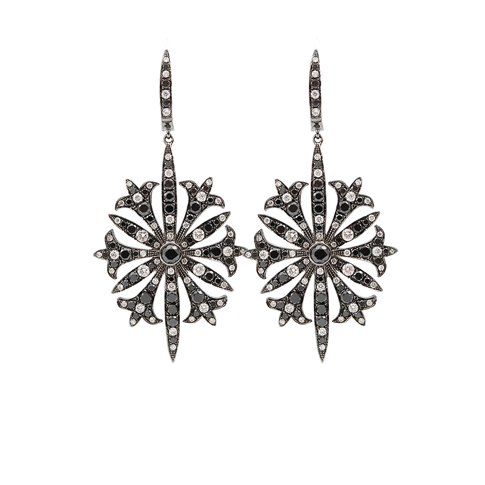 Black and White Diamond Starburst Earrings