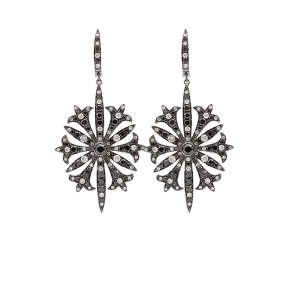 Black and White Diamond Starburst Earrings