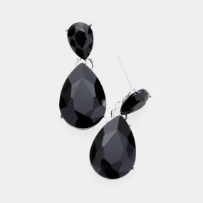 Black Crystal Double Teardrop Earrings