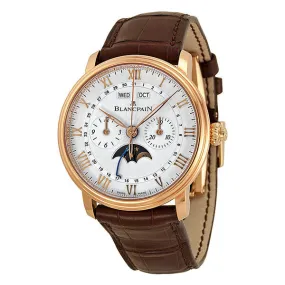Blancpain Villeret Silver Dial Chronograph 18kt Rose Gold Brown Leather Men's Watch 6685-3642-55B