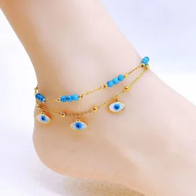 Blue Stone Layered Anklet