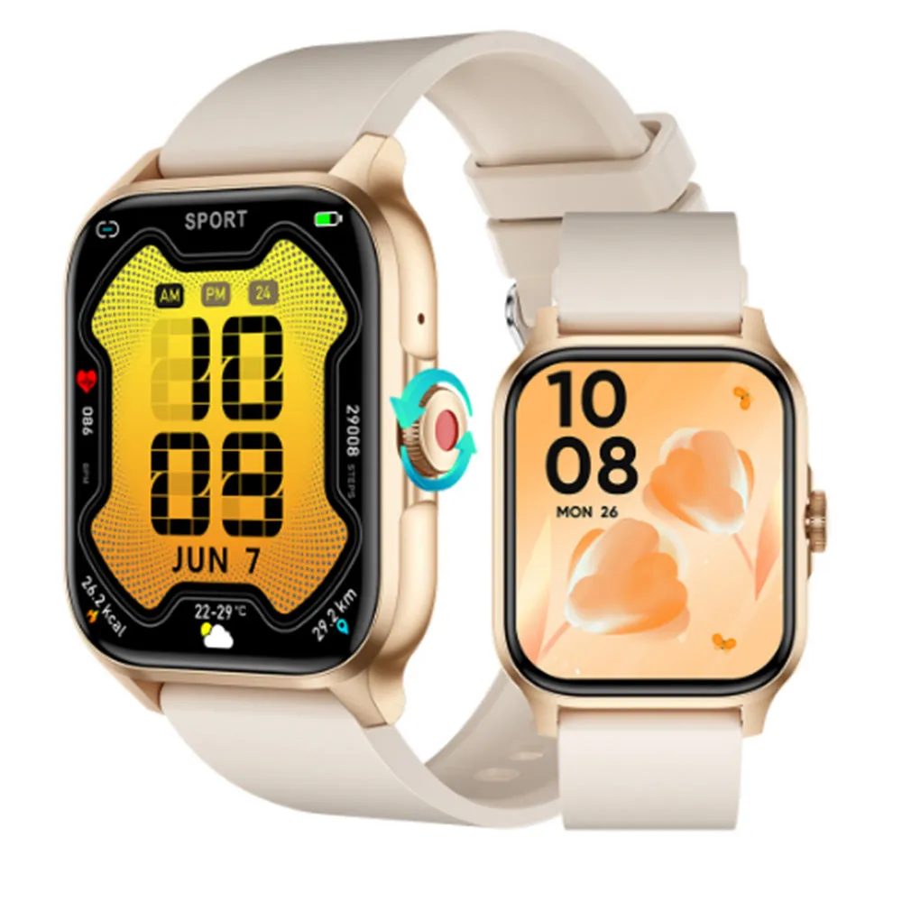 Bluetooth Smart Watch 1.85in HD Fitness Watch with 100  Sports Modes Heart Rate Sleep Monitor for iOS Android Gold