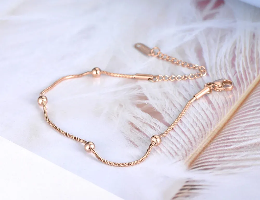 Bohemia Style Stainless Steel Beads Chain Charm Anklets For Women Girls
