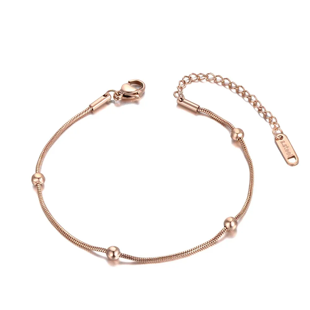 Bohemia Style Stainless Steel Beads Chain Charm Anklets For Women Girls