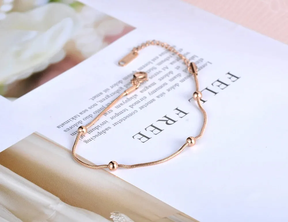 Bohemia Style Stainless Steel Beads Chain Charm Anklets For Women Girls