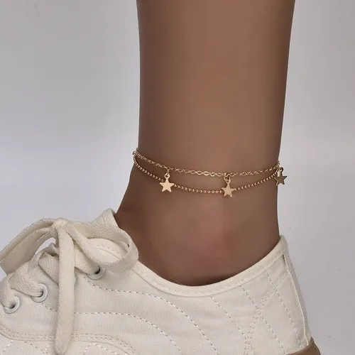 Boho Butterfly Charm Anklet - Hypoallergenic Gold/Silver Plated, Adjustable Length