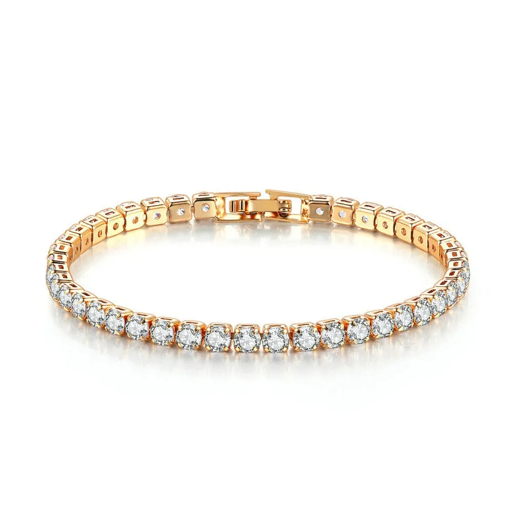 Bracelets For Women Simple Luxury Round Zircon Light Gold Color Bangle Chain