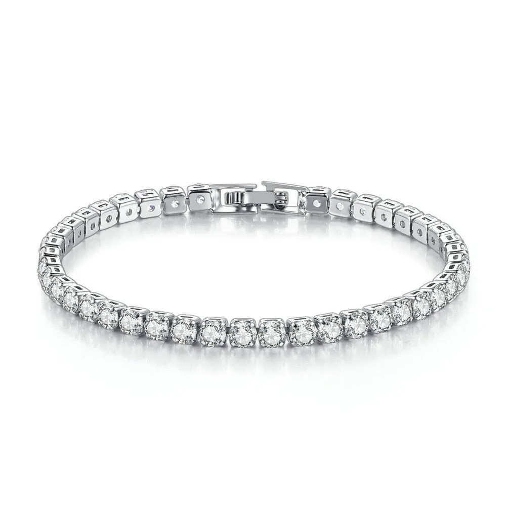 Bracelets For Women Simple Luxury Round Zircon Light Gold Color Bangle Chain