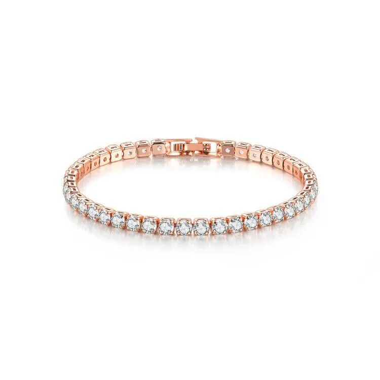 Bracelets For Women Simple Luxury Round Zircon Light Gold Color Bangle Chain