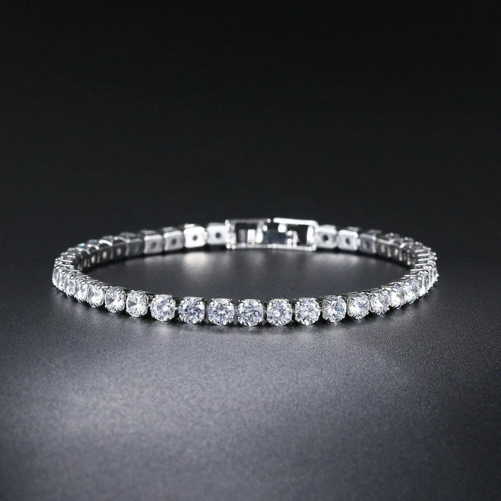 Bracelets For Women Simple Luxury Round Zircon Light Gold Color Bangle Chain