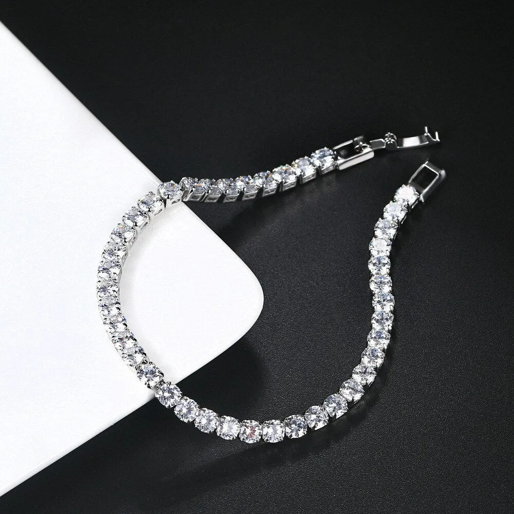 Bracelets For Women Simple Luxury Round Zircon Light Gold Color Bangle Chain