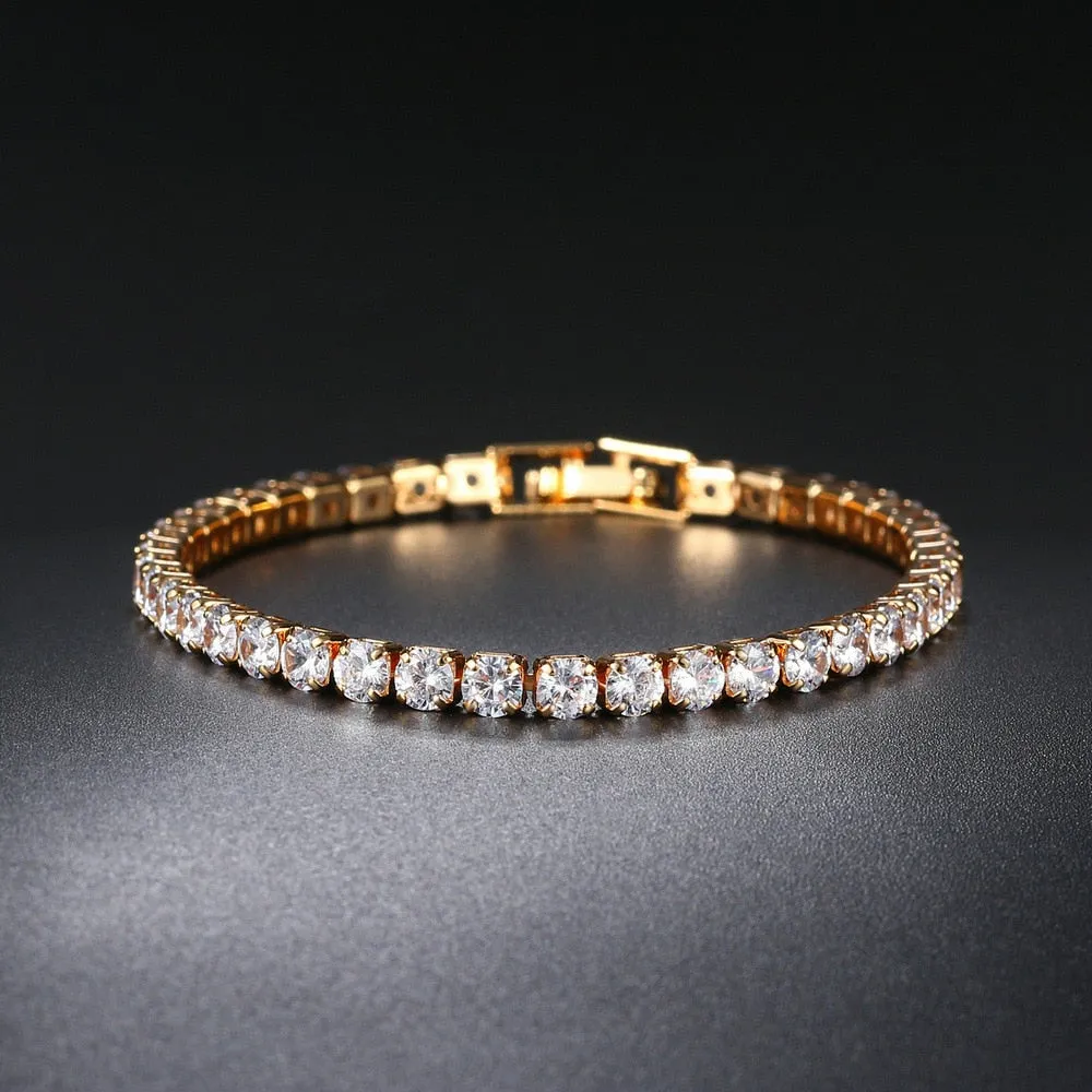 Bracelets For Women Simple Luxury Round Zircon Light Gold Color Bangle Chain