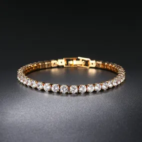 Bracelets For Women Simple Luxury Round Zircon Light Gold Color Bangle Chain
