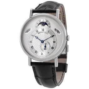 Breguet Classique Silver Dial 18kt White Gold Black Leather Men's Watch 7337BB1E9V6 7337BB/1E/9V6