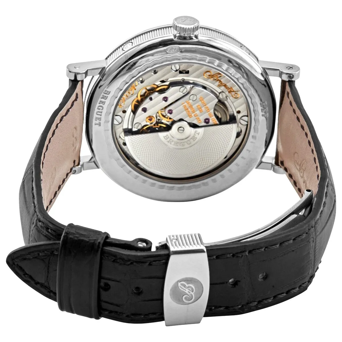 Breguet Classique Silver Dial 18kt White Gold Black Leather Men's Watch 7337BB1E9V6 7337BB/1E/9V6