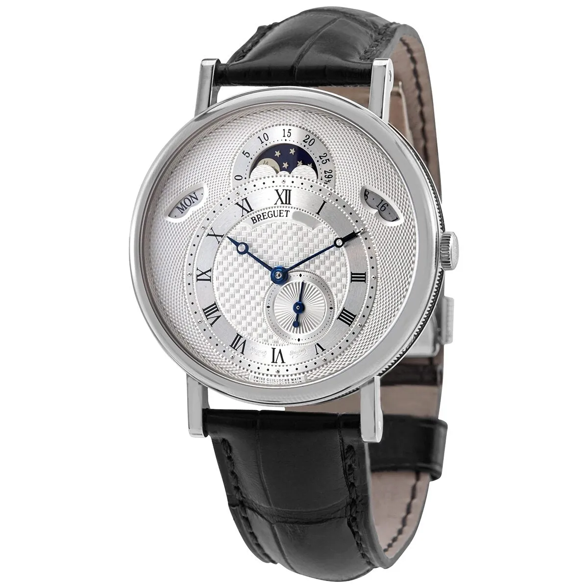 Breguet Classique Silver Dial 18kt White Gold Black Leather Men's Watch 7337BB1E9V6 7337BB/1E/9V6