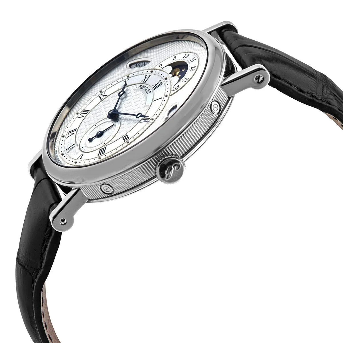 Breguet Classique Silver Dial 18kt White Gold Black Leather Men's Watch 7337BB1E9V6 7337BB/1E/9V6