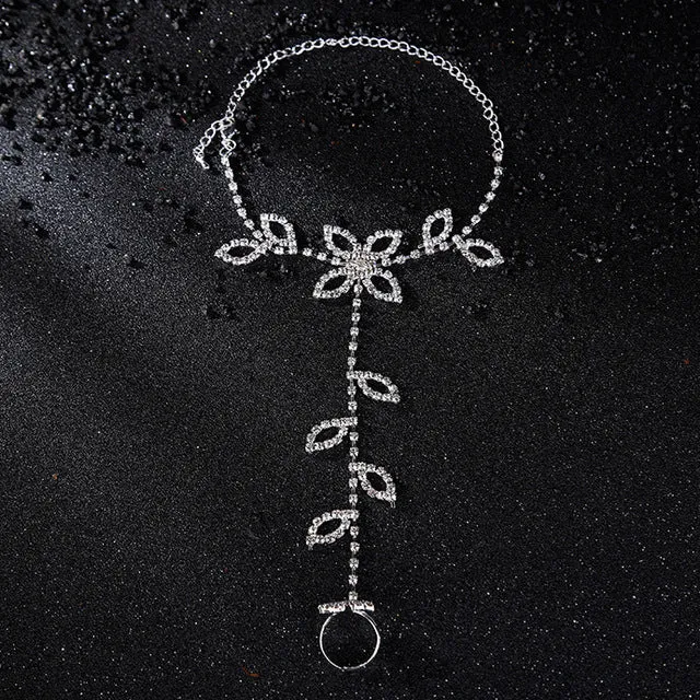 Bride Rhinestone Flower Anklets For Women