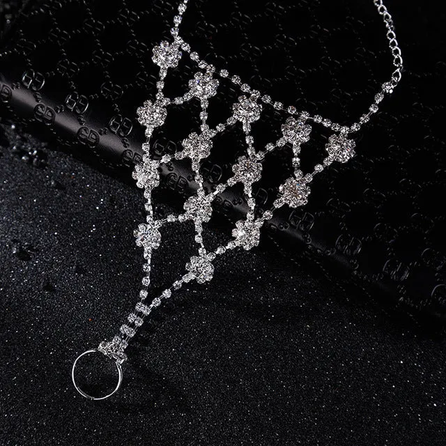 Bride Rhinestone Flower Anklets For Women