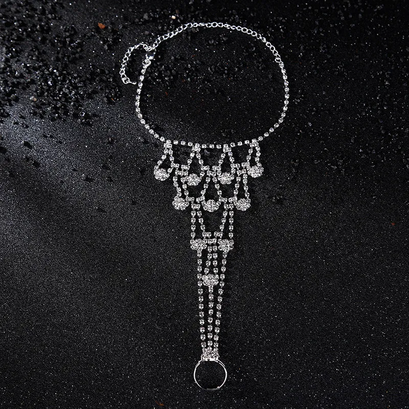 Bride Rhinestone Flower Anklets For Women