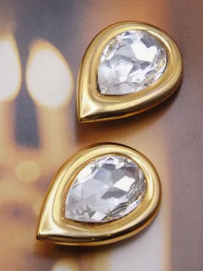 Butler & Wilson gold and crystal teardrop earrings (vintage)