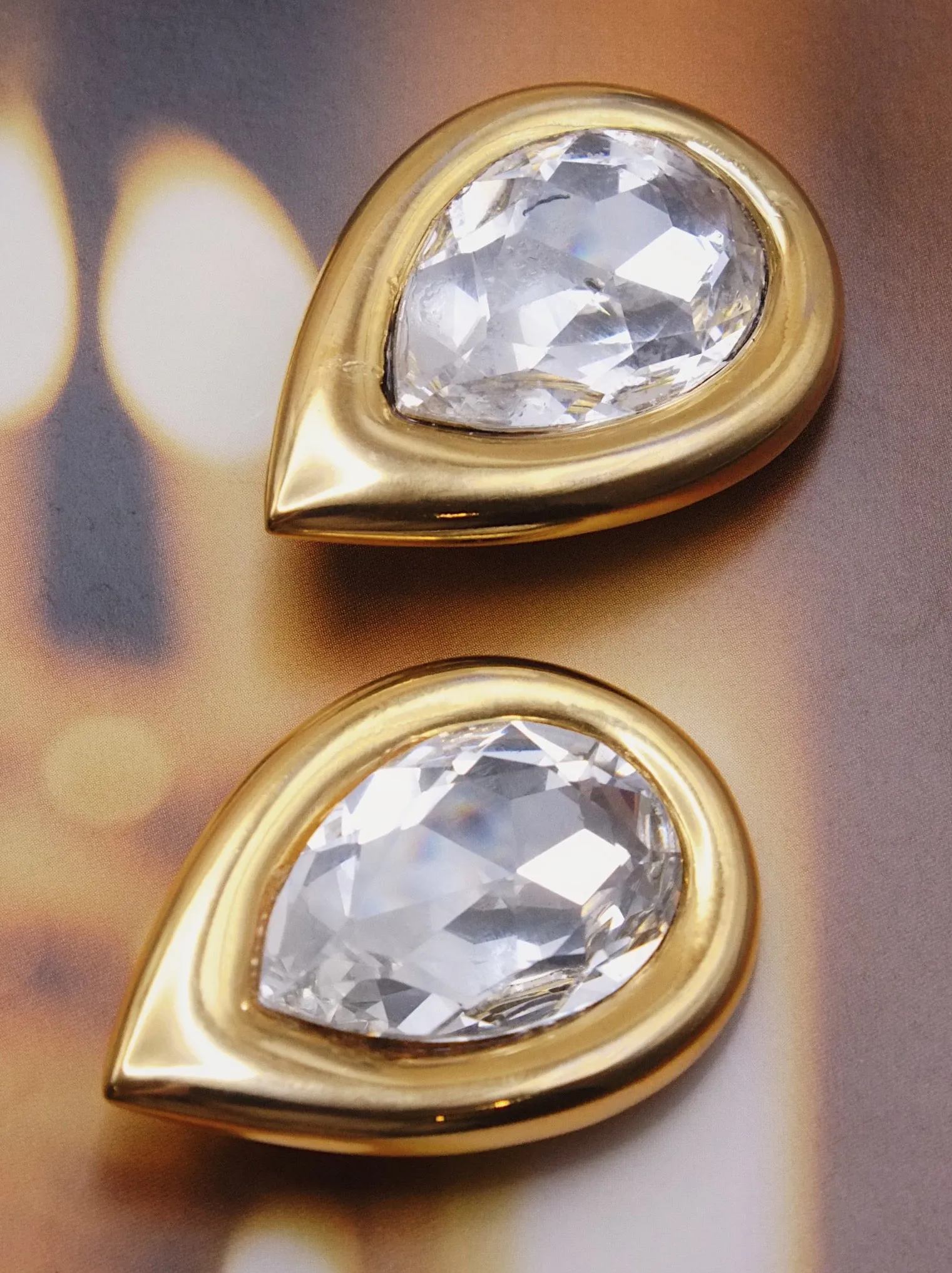 Butler & Wilson gold and crystal teardrop earrings (vintage)