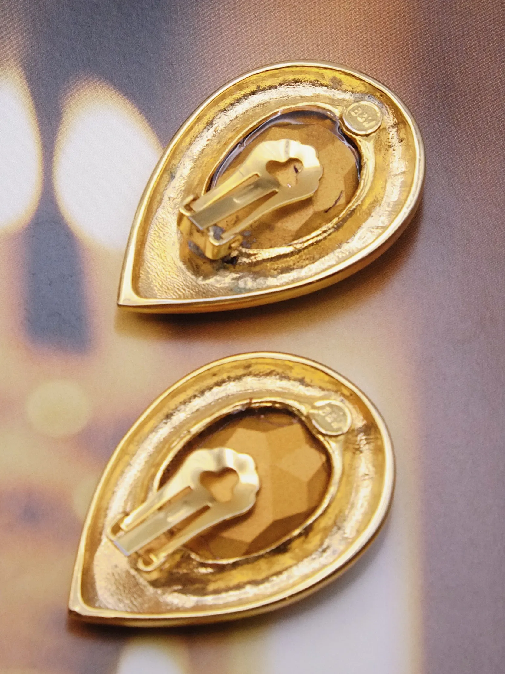 Butler & Wilson gold and crystal teardrop earrings (vintage)