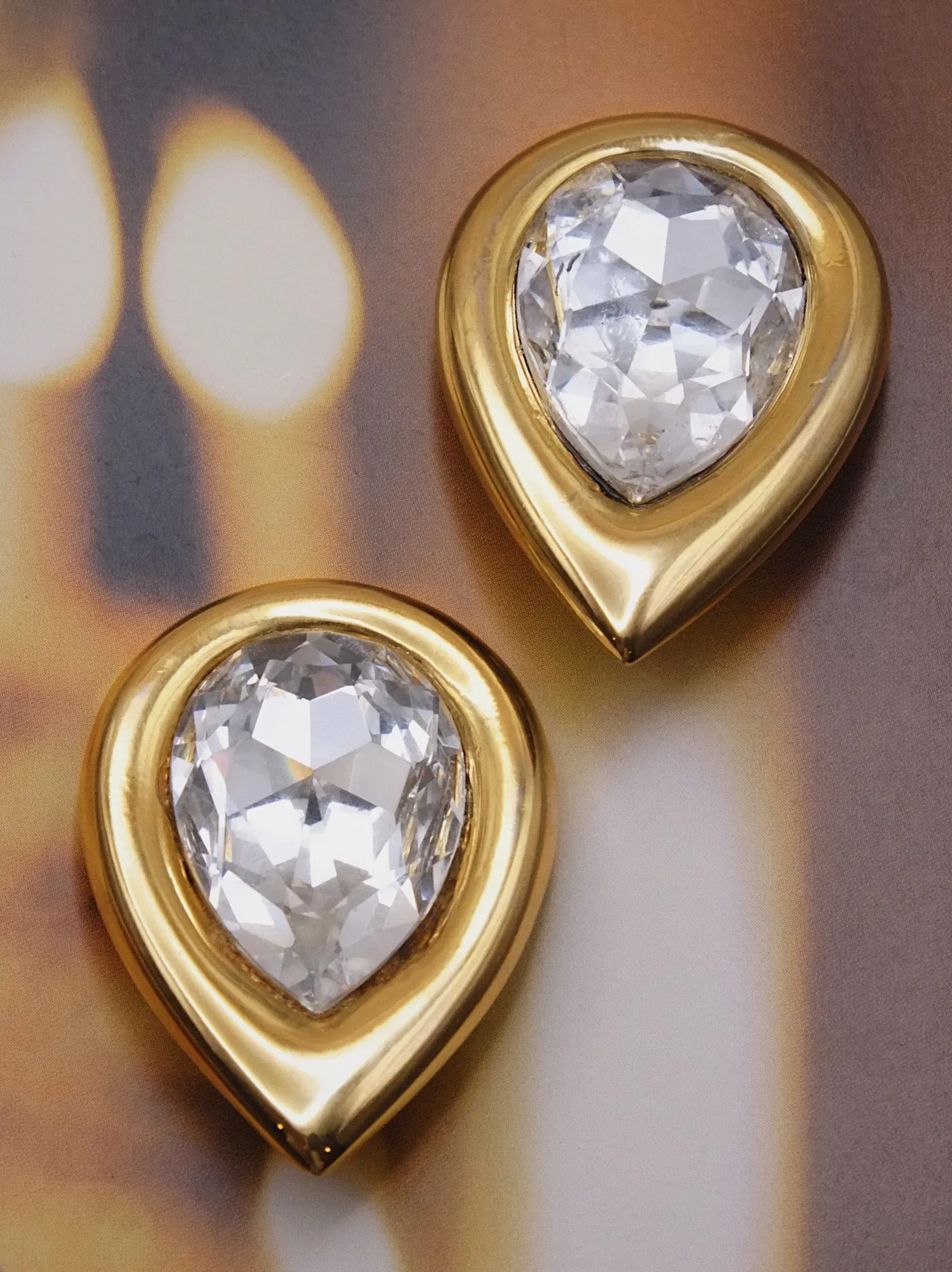 Butler & Wilson gold and crystal teardrop earrings (vintage)