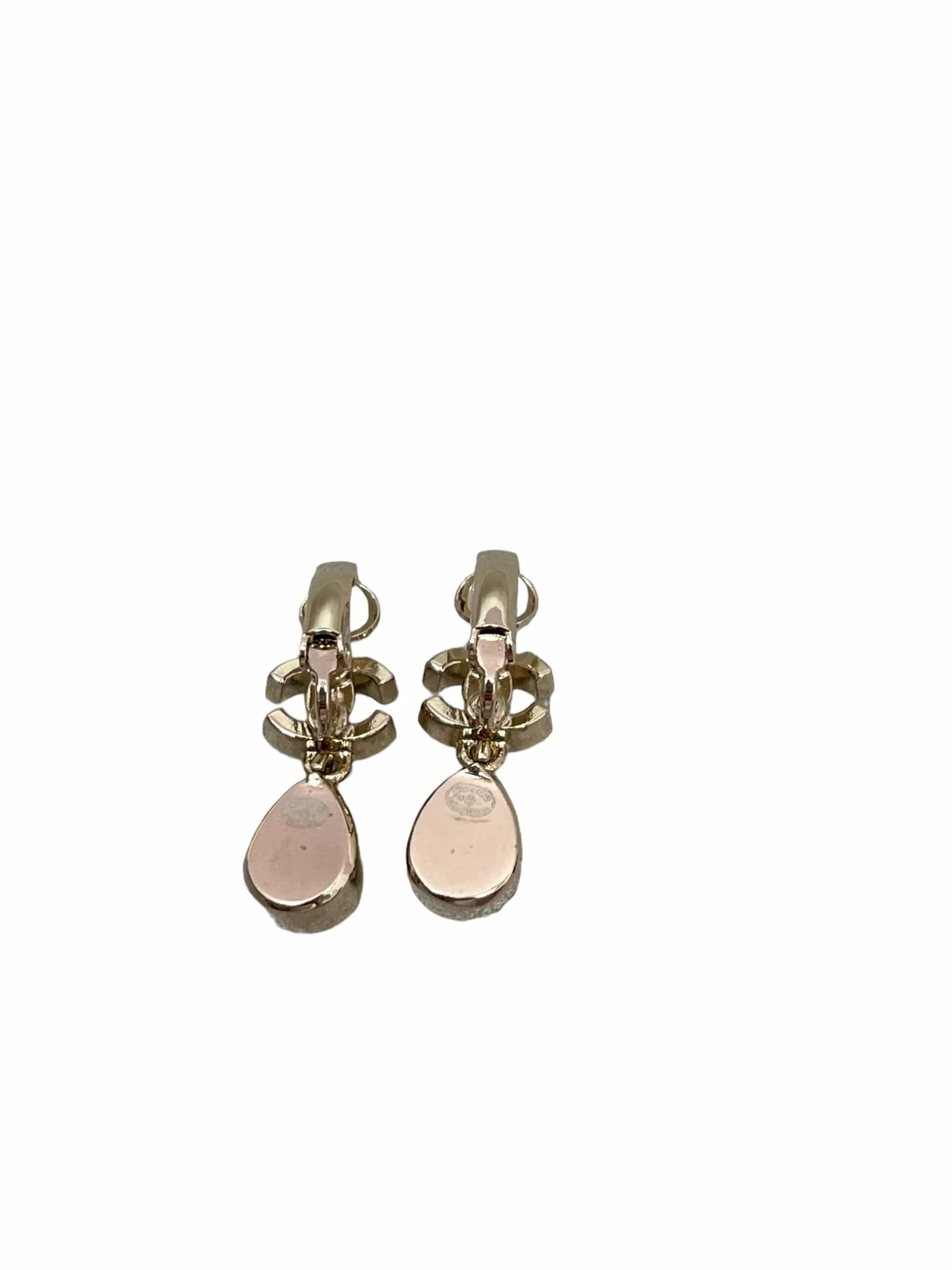 Chanel CC Teardrop Crystal LGHW Clip-On Earrings SKC1566
