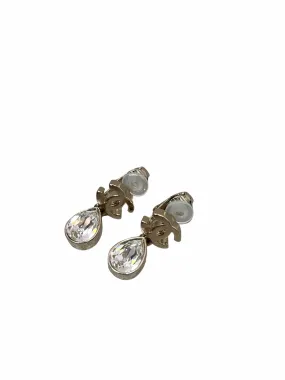 Chanel CC Teardrop Crystal LGHW Clip-On Earrings SKC1566