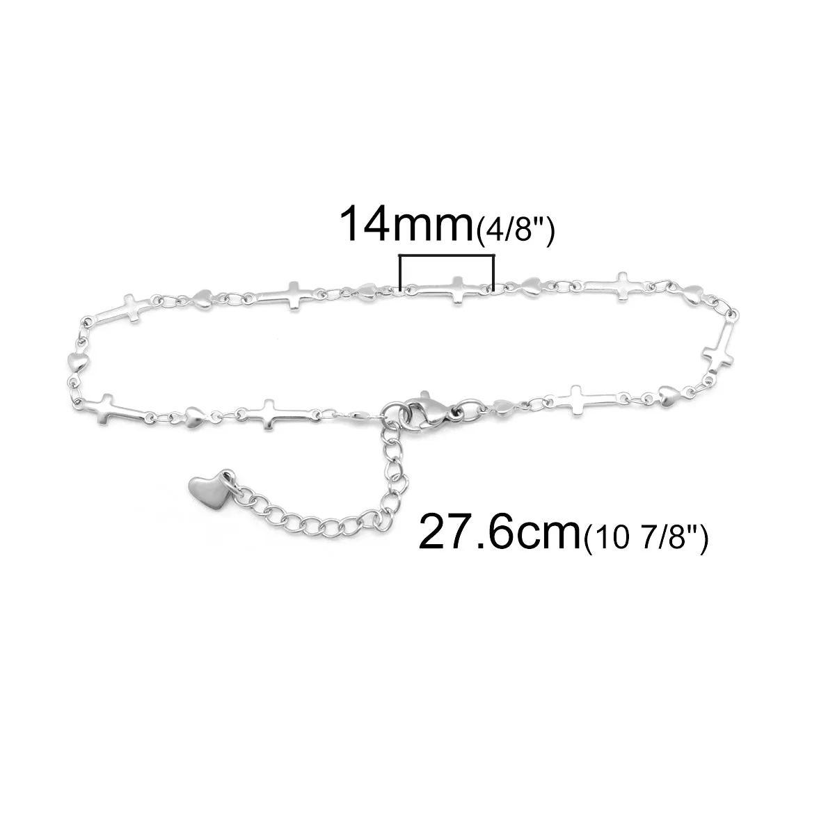 Charm Cross Anklet 304 Stainless Steel Silver Color Anklet Bracelet