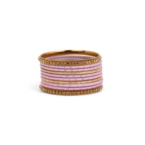 Children's Bangle Set in Light Pink and Antique Gold