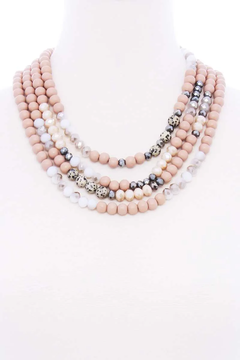 Chunky 4 Layered Bead Multi Necklace