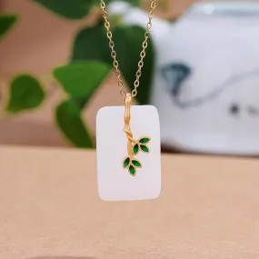 Classic crafts Natural Hotan Jade Square Necklace Pendant