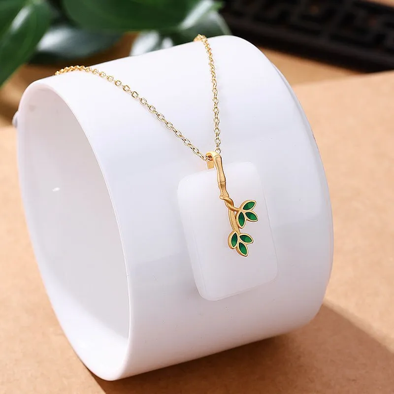 Classic crafts Natural Hotan Jade Square Necklace Pendant
