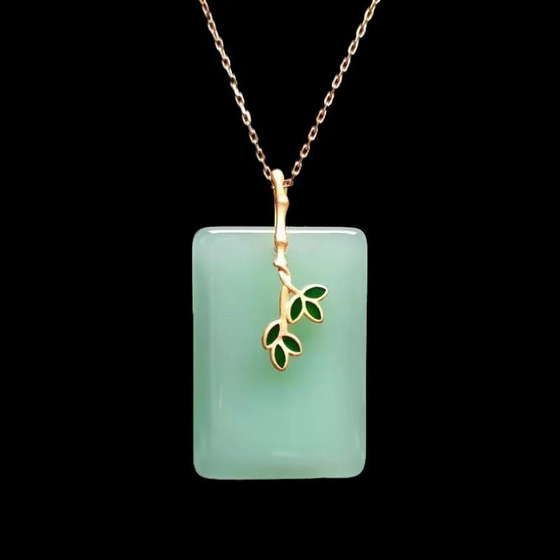 Classic crafts Natural Hotan Jade Square Necklace Pendant