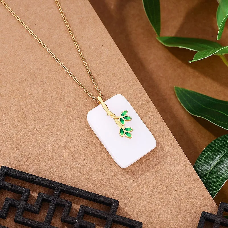 Classic crafts Natural Hotan Jade Square Necklace Pendant