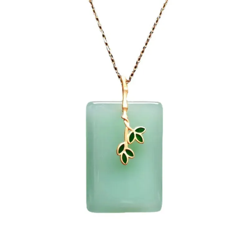 Classic crafts Natural Hotan Jade Square Necklace Pendant