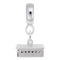 Covered Bridge Charm Dangle Bead In Sterling Silver