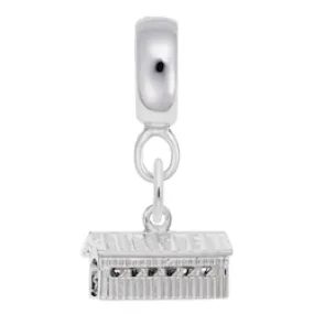 Covered Bridge Charm Dangle Bead In Sterling Silver