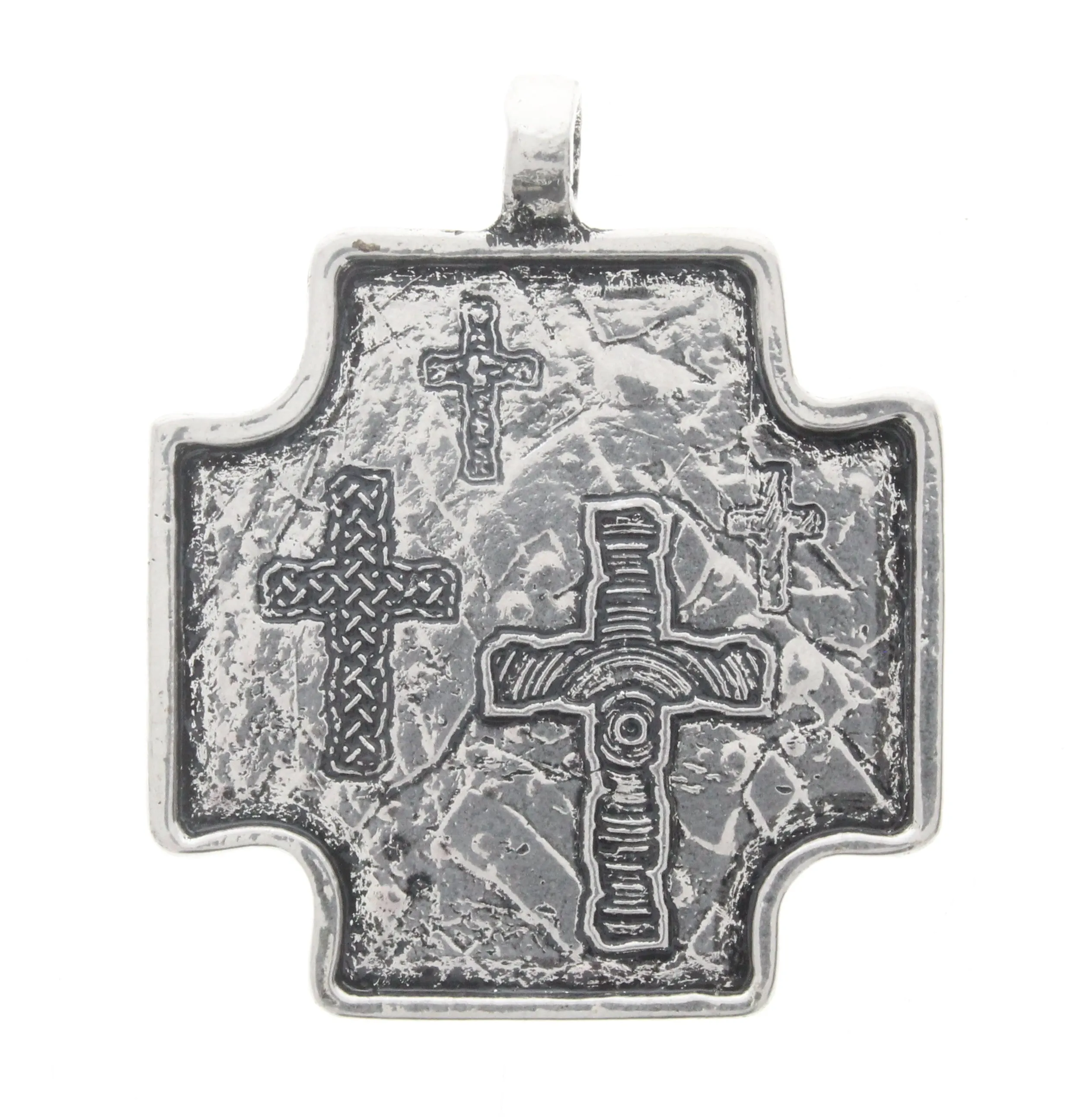 Cross Shaped Pendant w/Bezel, ea